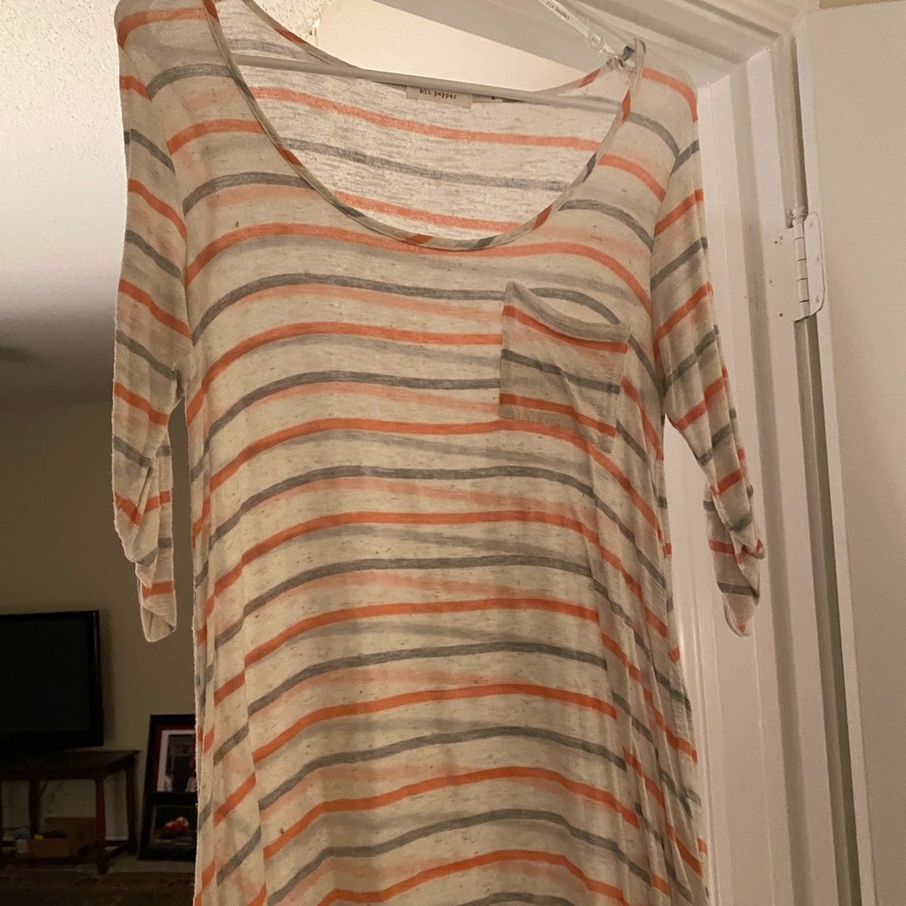 Cream and orange long sleeve top